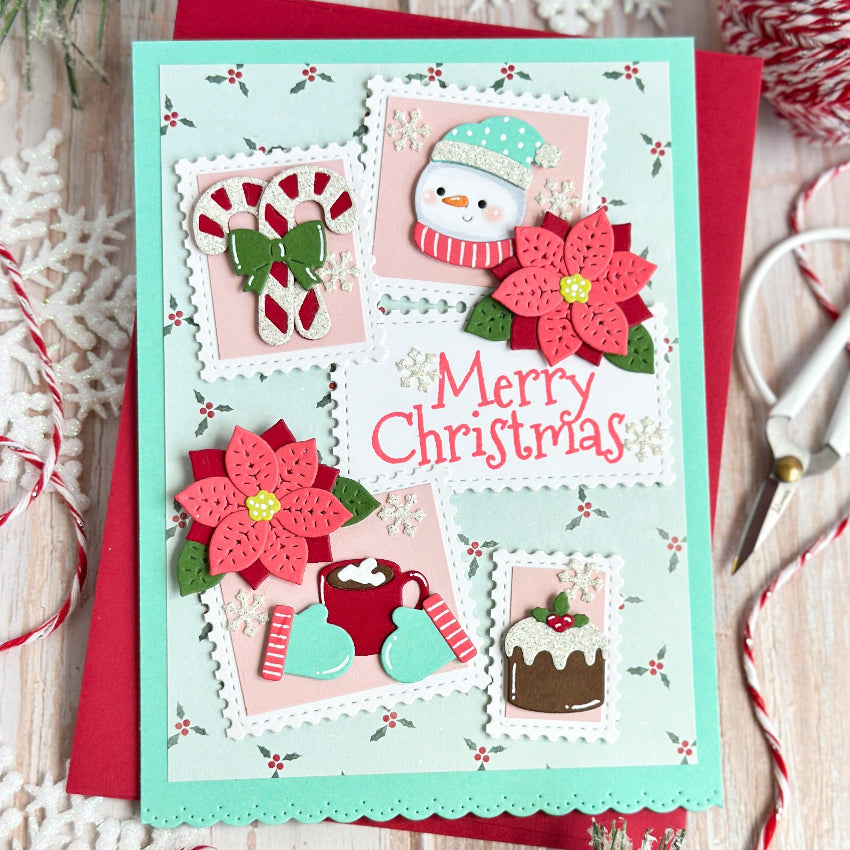 Waffle Flower Simply Christmas Clear Stamps 422741 poinsettias card