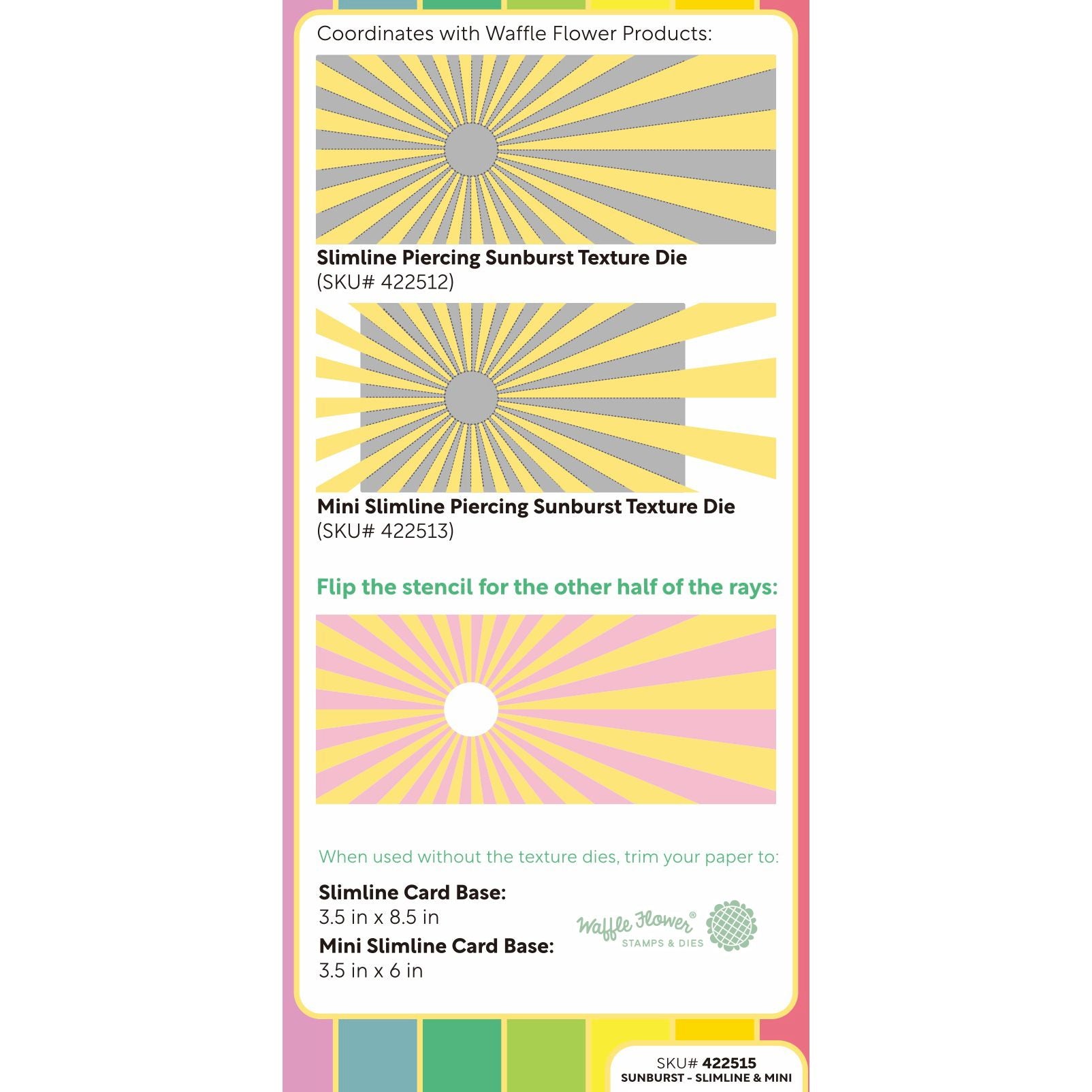 Waffle Flower Slimline and Mini Slimline Sunburst Stencil 422515 how to use with dies