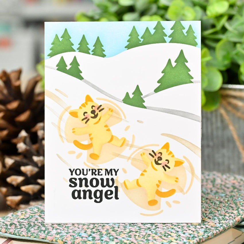 Waffle Flower Snow Angel Cat Duo Die-n-stencil 422279 angel