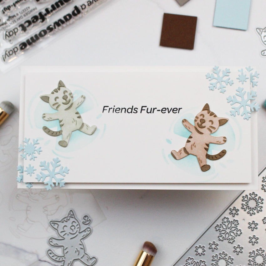 Waffle Flower Snow Angel Cat Duo Die-n-stencil 422279 snowflakes