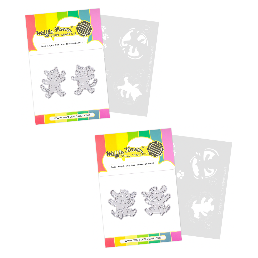 Waffle Flower Snow Angel Cat and Dog Duo Die-n-stencil Set