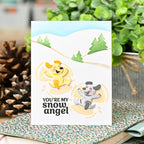 Waffle Flower Snow Angel Cat and Dog Duo Die-n-stencil Set angel