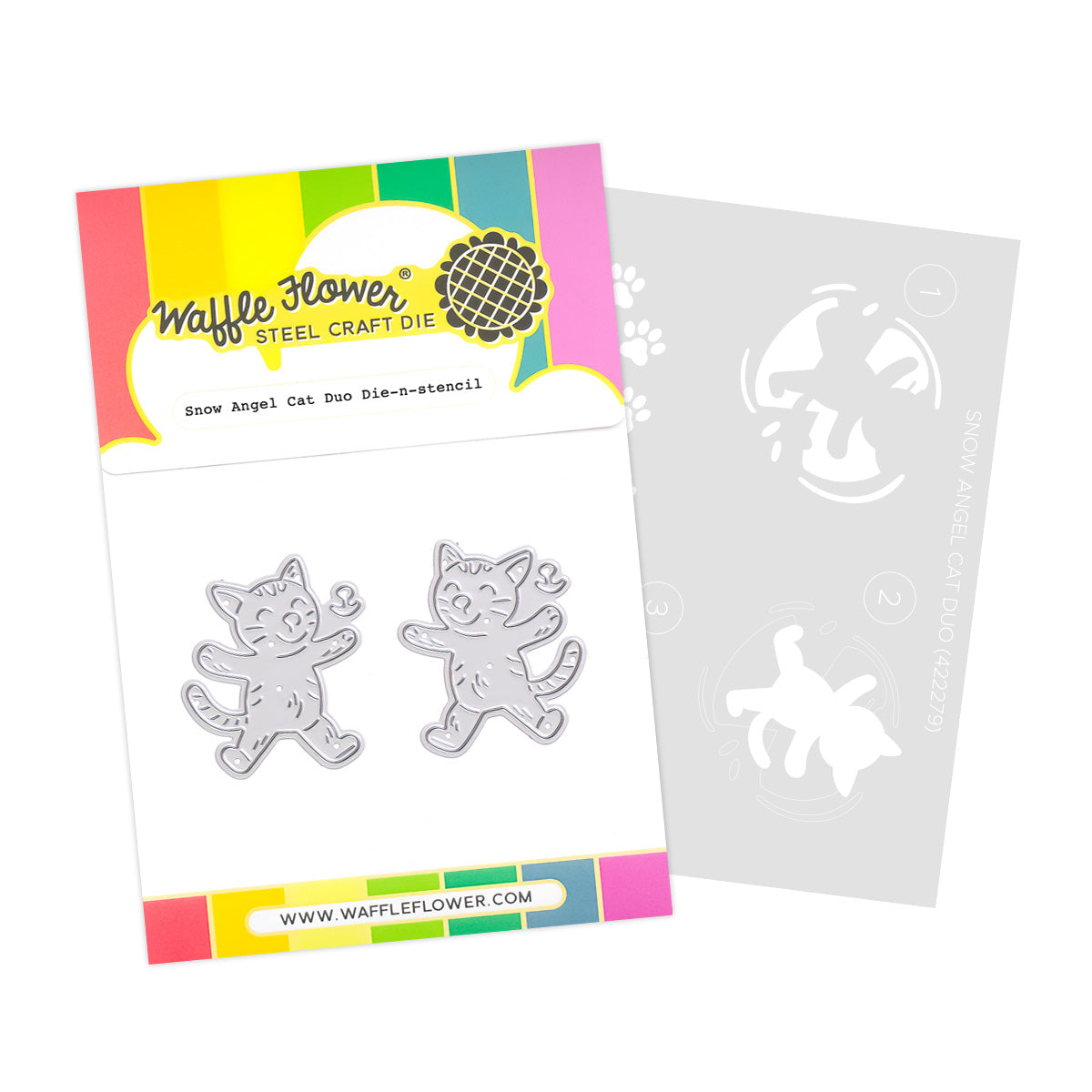 Waffle Flower Snow Angel Cat and Dog Duo Die-n-stencil Set image 1