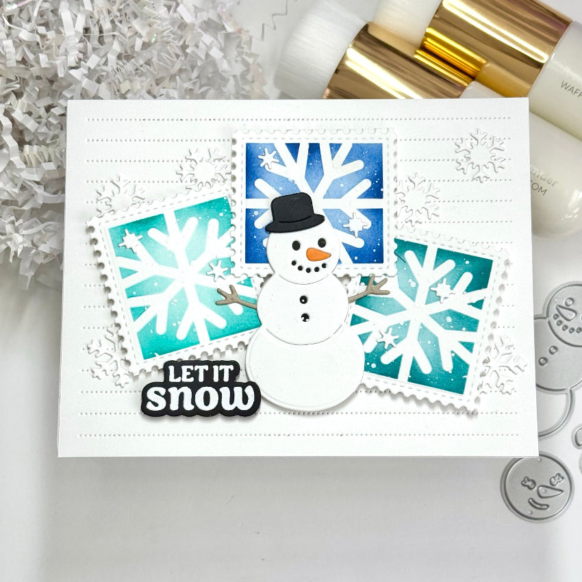 Waffle Flower Snow Angel Sentiments Clear Stamp and Matching Die Set snowman
