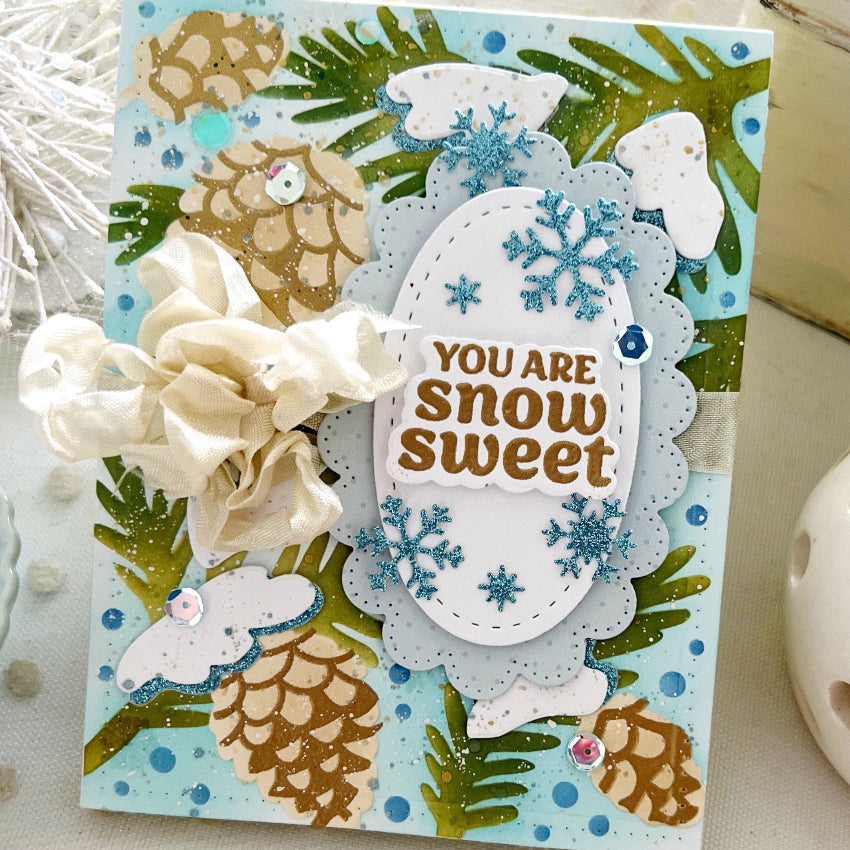 Waffle Flower Snow Angel Sentiments Matching Dies 422282 pinecones