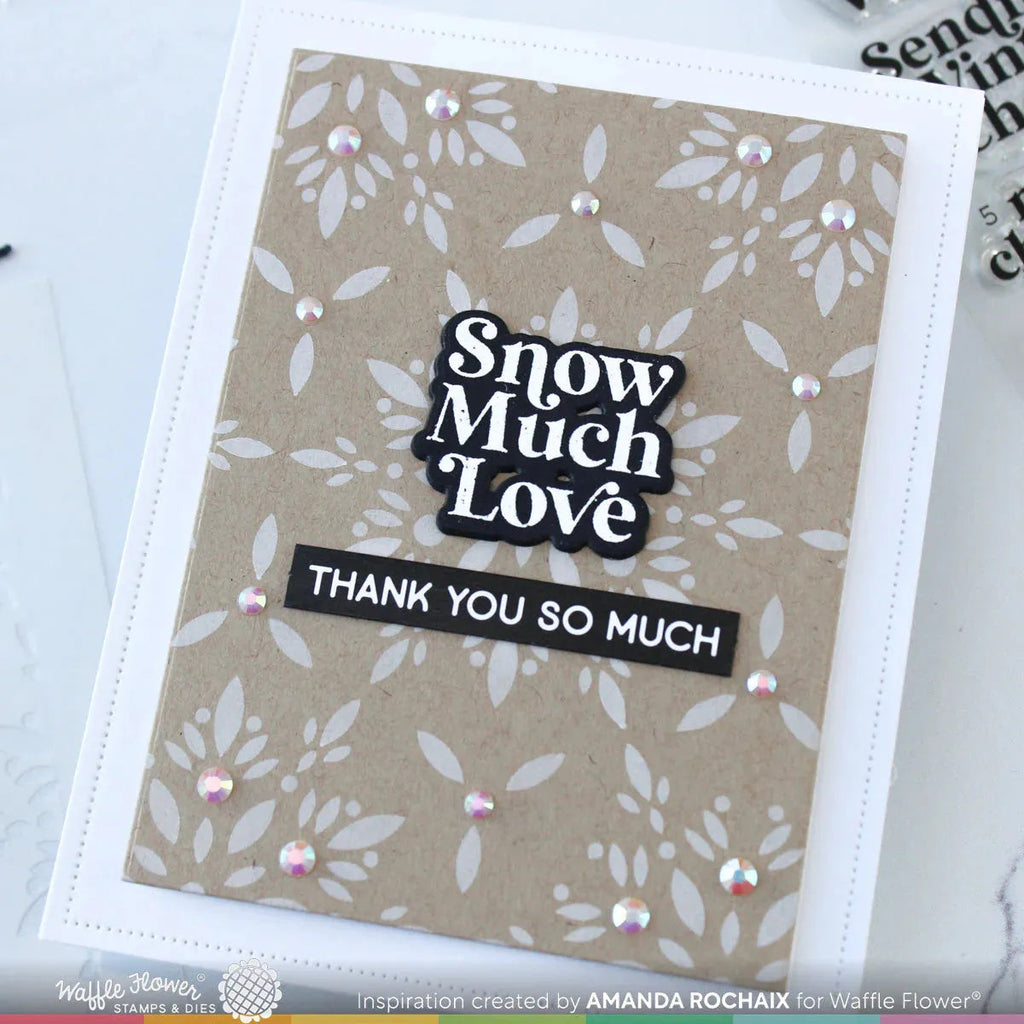 Waffle Flower Snow Cheer Sentiments Clear Stamp and Die Set wfc1791 thank you