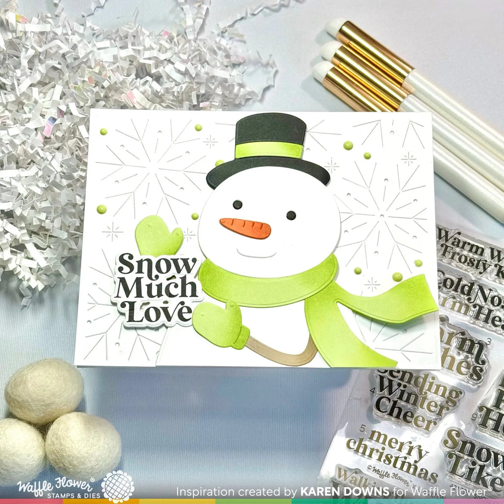 Waffle Flower Snow Cheer Sentiments Clear Stamps 421791 snowman