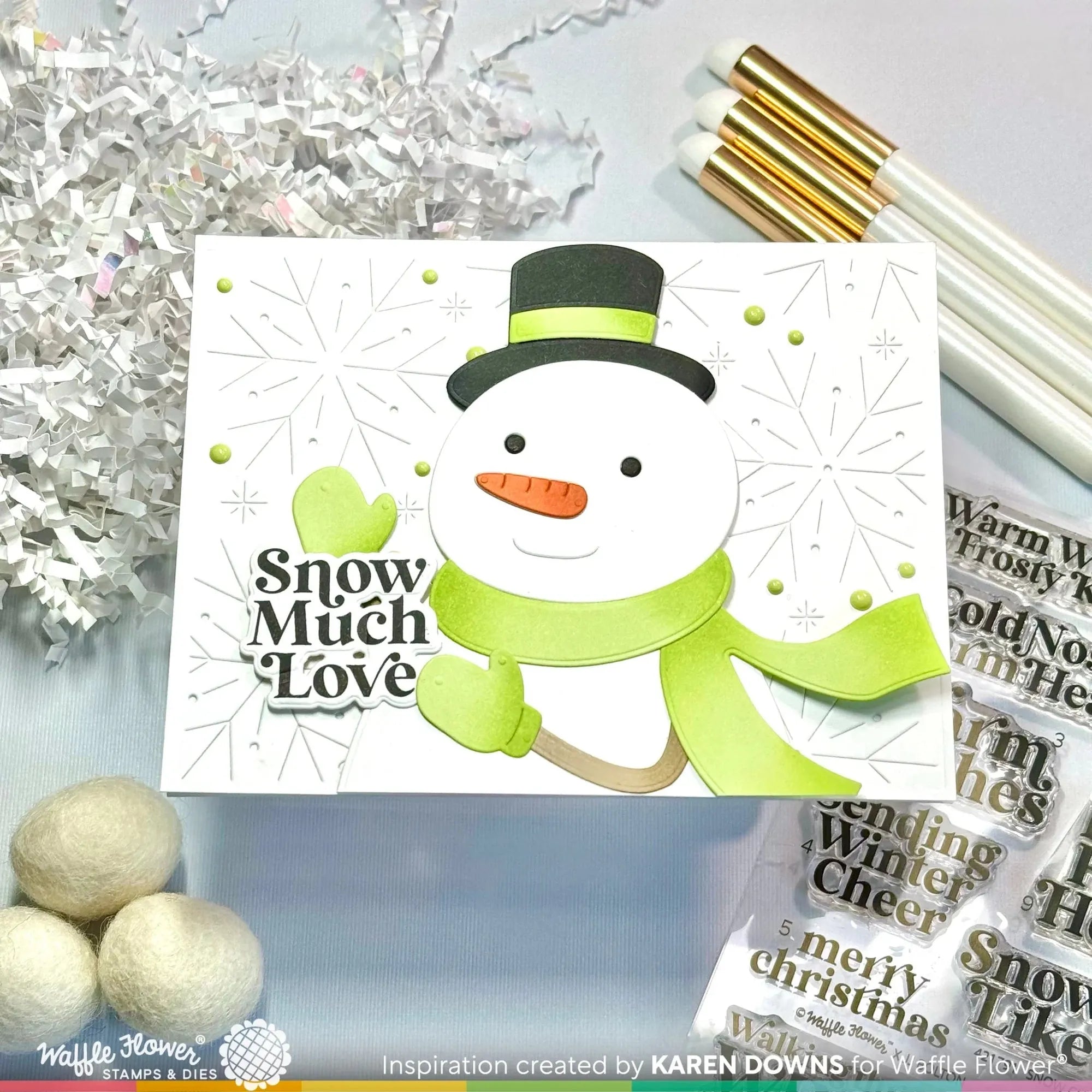 Waffle Flower Snow Cheer Sentiments Clear Stamps 421791 snowman