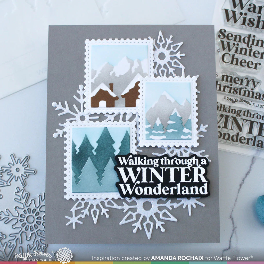 Waffle Flower Snow Cheer Sentiments Matching Dies 421792 gray
