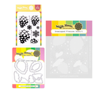 Waffle Flower Snowcapped Pinecone Details Clear Stamp Die and Stencil Set