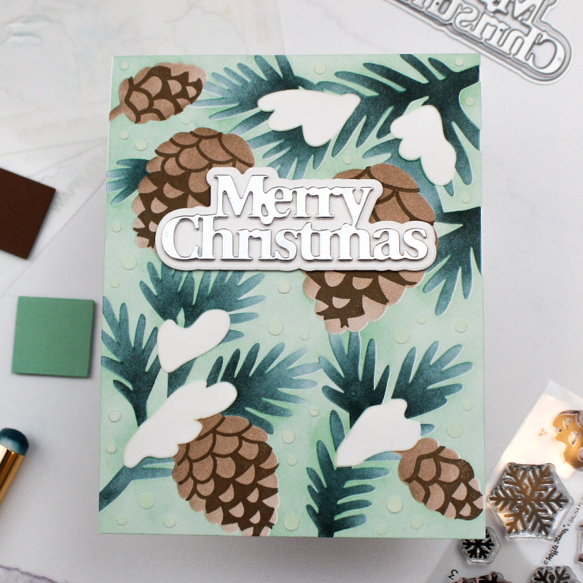 Waffle Flower Snowcapped Pinecone Details Clear Stamps 422253 merry christmas