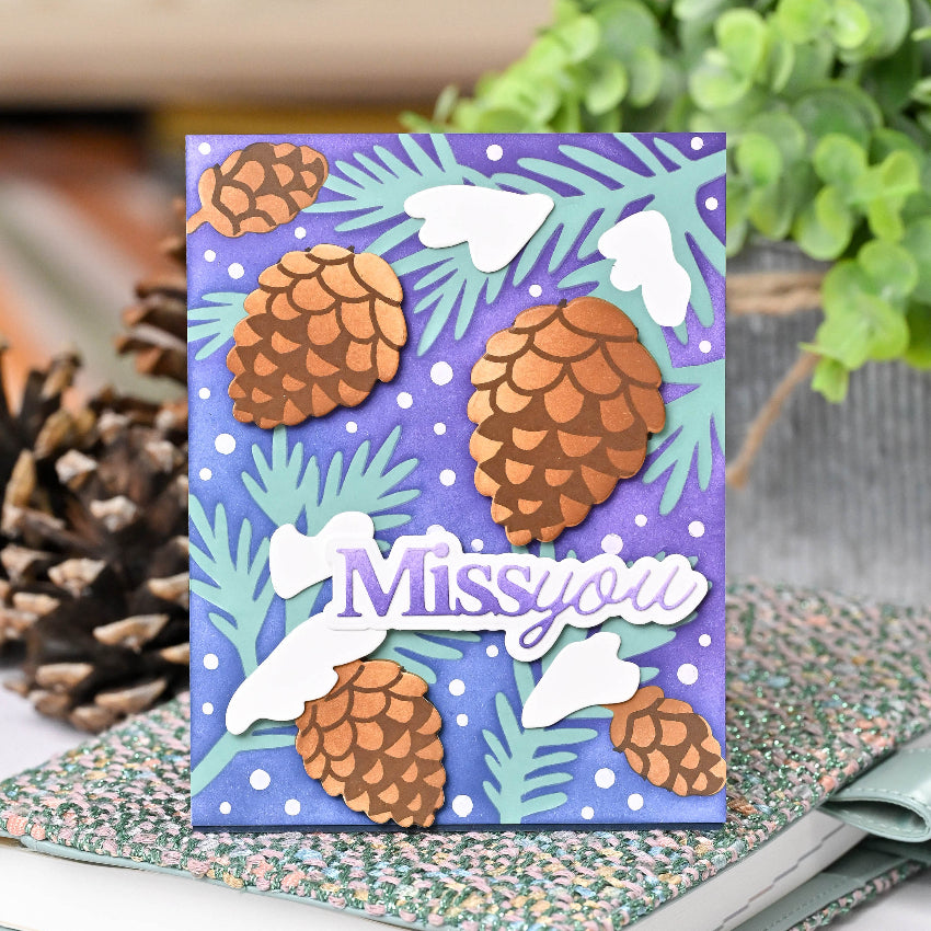 Waffle Flower Snowcapped Pinecone Stencils 422254 miss you