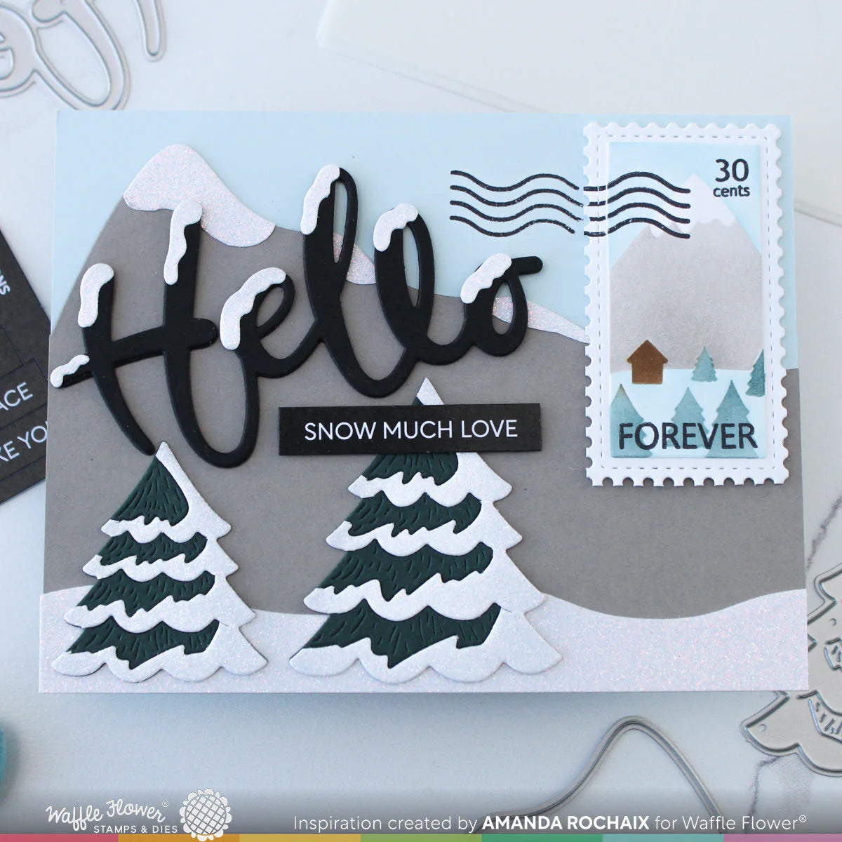Waffle Flower Snowcapped Tree Dies 421882 stamp