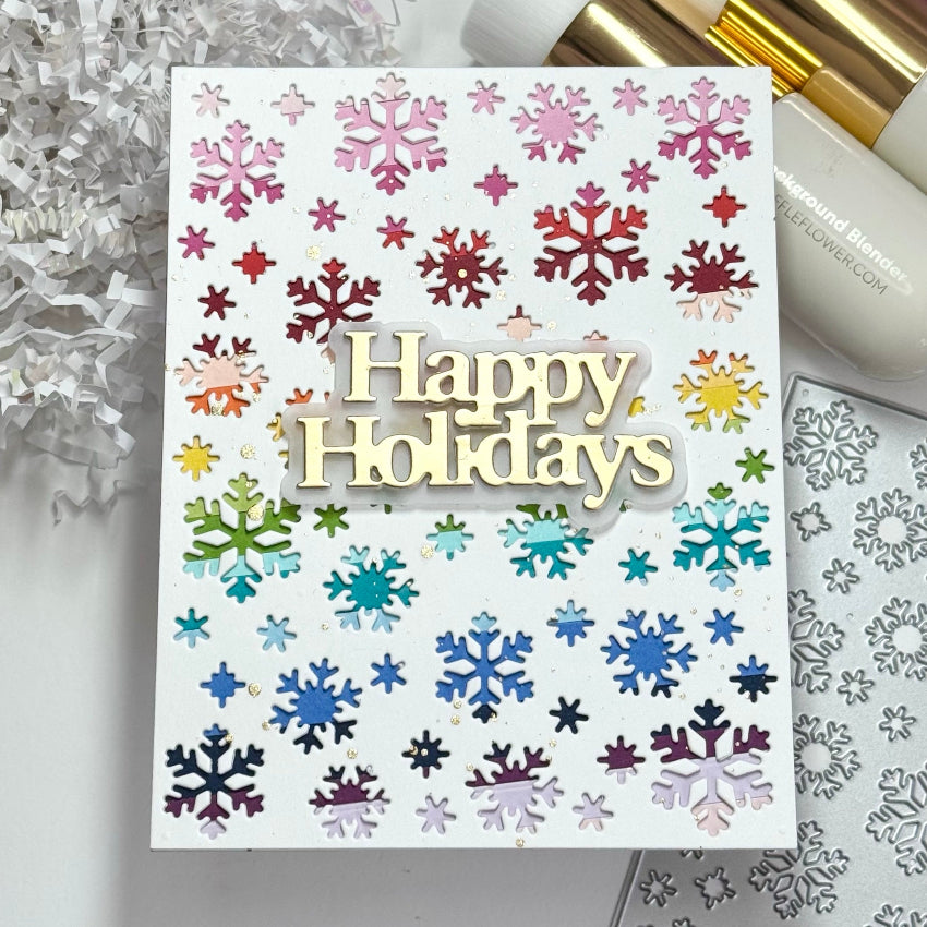 Waffle Flower Snowflake Background Die 422286 happy holidays