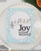 Waffle Flower Snowflake Frame Die 422743 music notes joy to the world blue card amanda rochaix