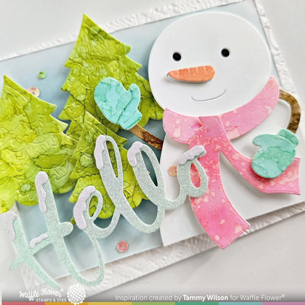 Waffle Flower Snowman and Friends Dies 421914 hello
