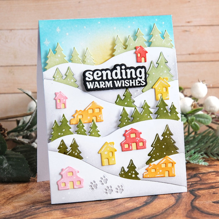 Waffle Flower Snowy Hills Add-on Dies 422285 warm wishes