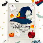 Waffle Flower Spellcial Sentiments Clear Stamp and Die Set candy apple card