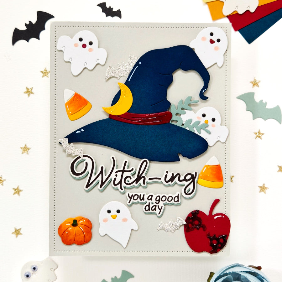 Waffle Flower Spellcial Sentiments Matching Dies 422612 four ghosts card