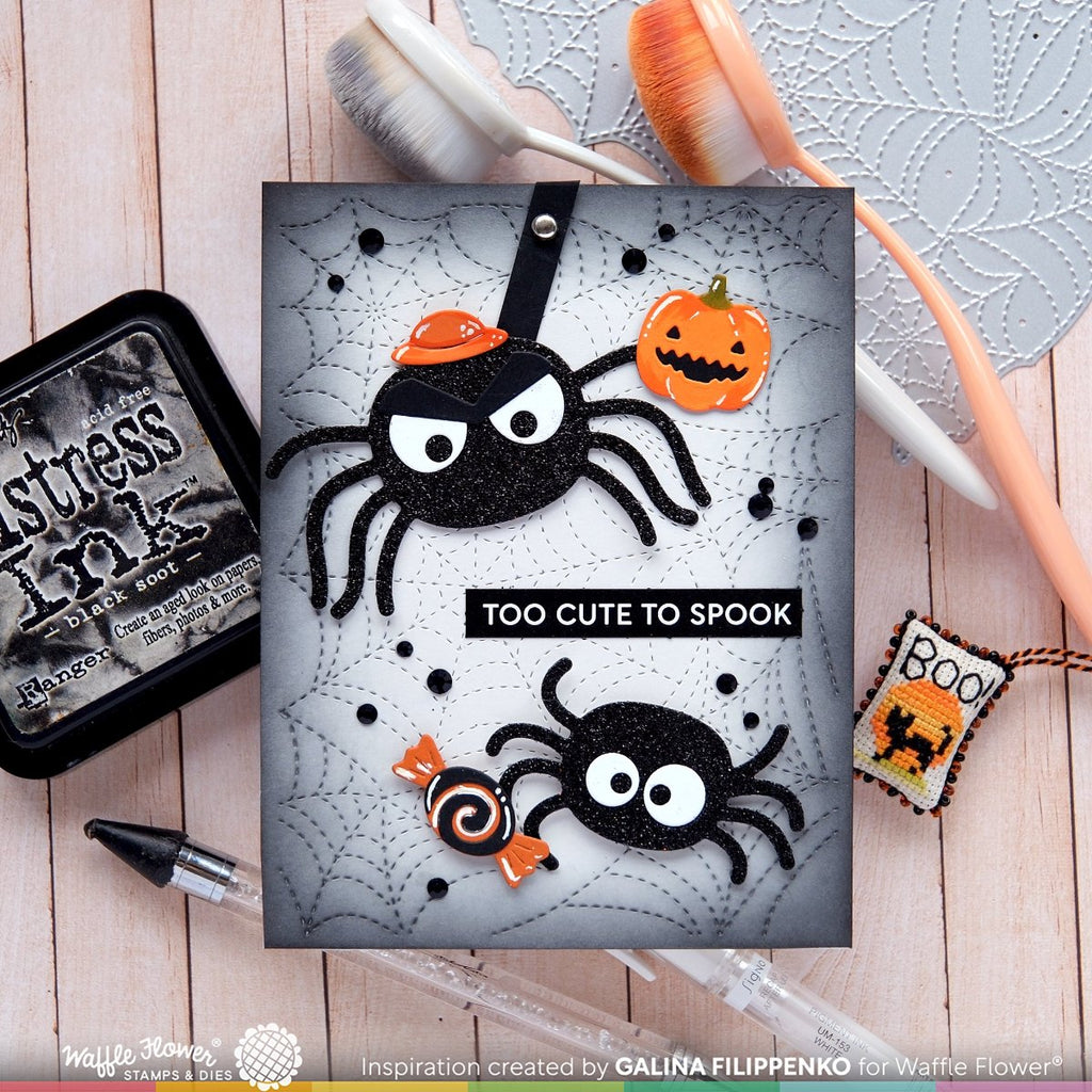 Waffle Flower Spider Web Texture Die 421838 pumpkin