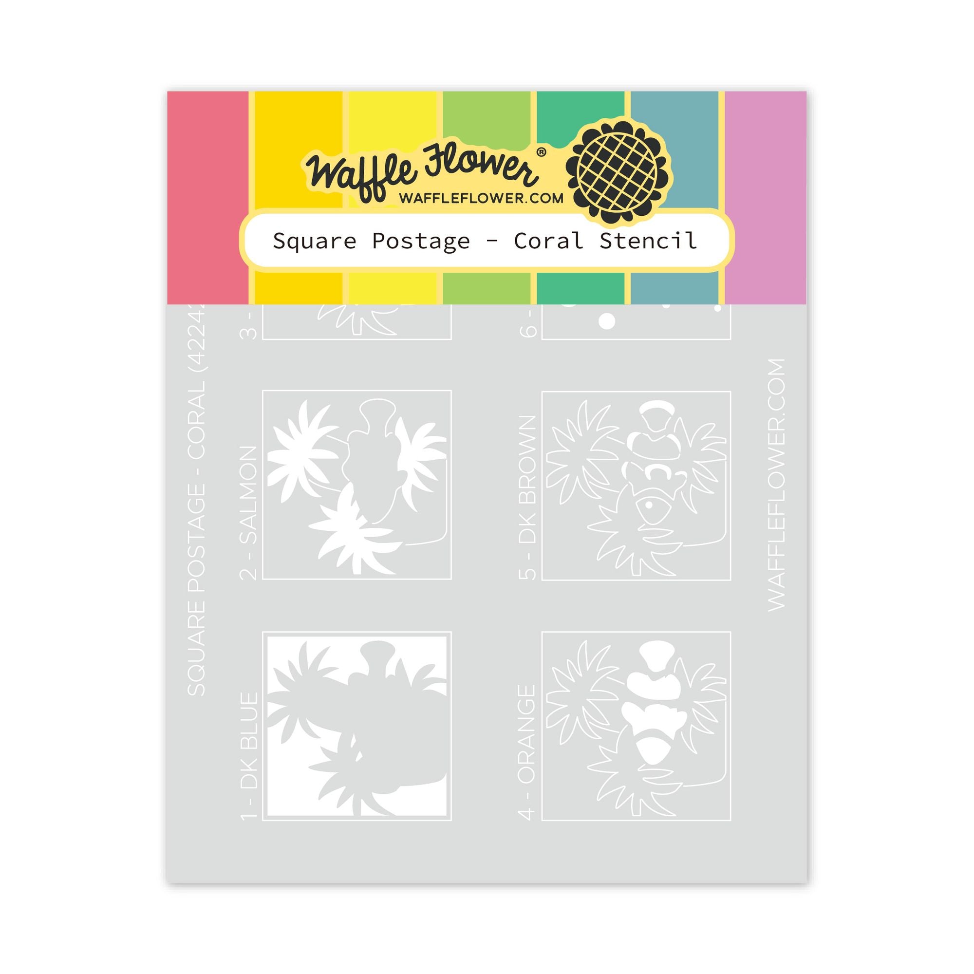 Waffle Flower Square Postage Coral Stencil 422422