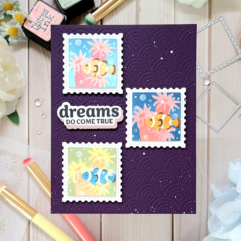 Waffle Flower Square Postage Coral Stencil 422422 clown fish
