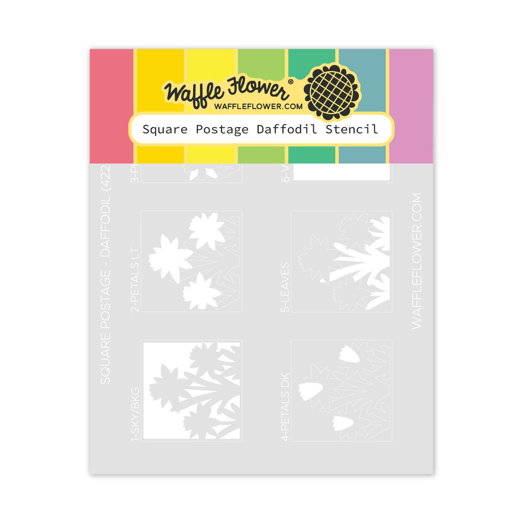 Waffle Flower Square Postage Daffodil Stencil and Die Set image 2