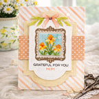 Waffle Flower Square Postage Daffodil Stencil and Die Set lots of hearts