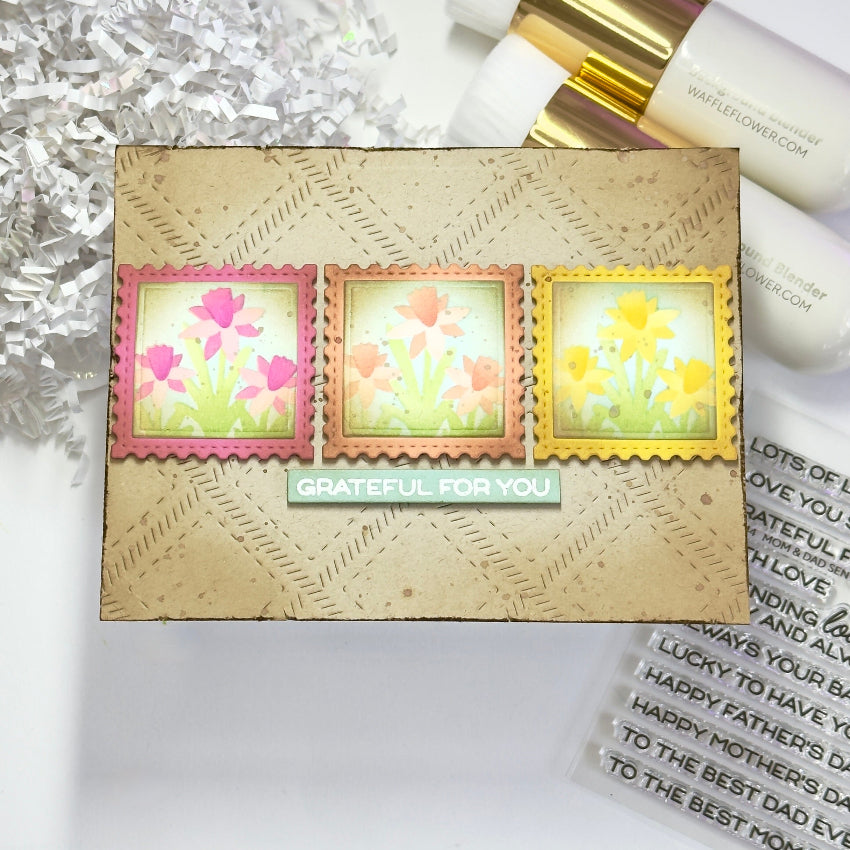 Waffle Flower Square Postage Die 422438 grateful for you