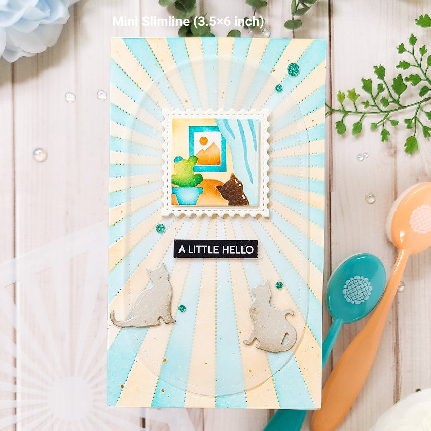 Waffle Flower Square Postage Home Stencil 422503 a little hello card