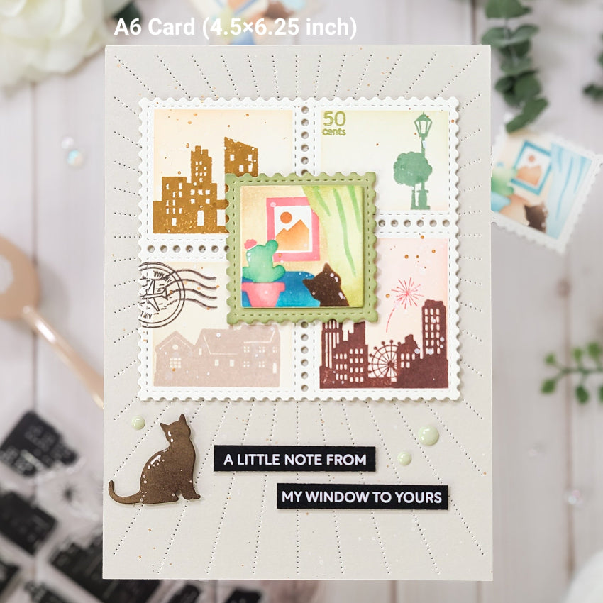 Waffle Flower Square Postage Home Stencil 422503 a little note card