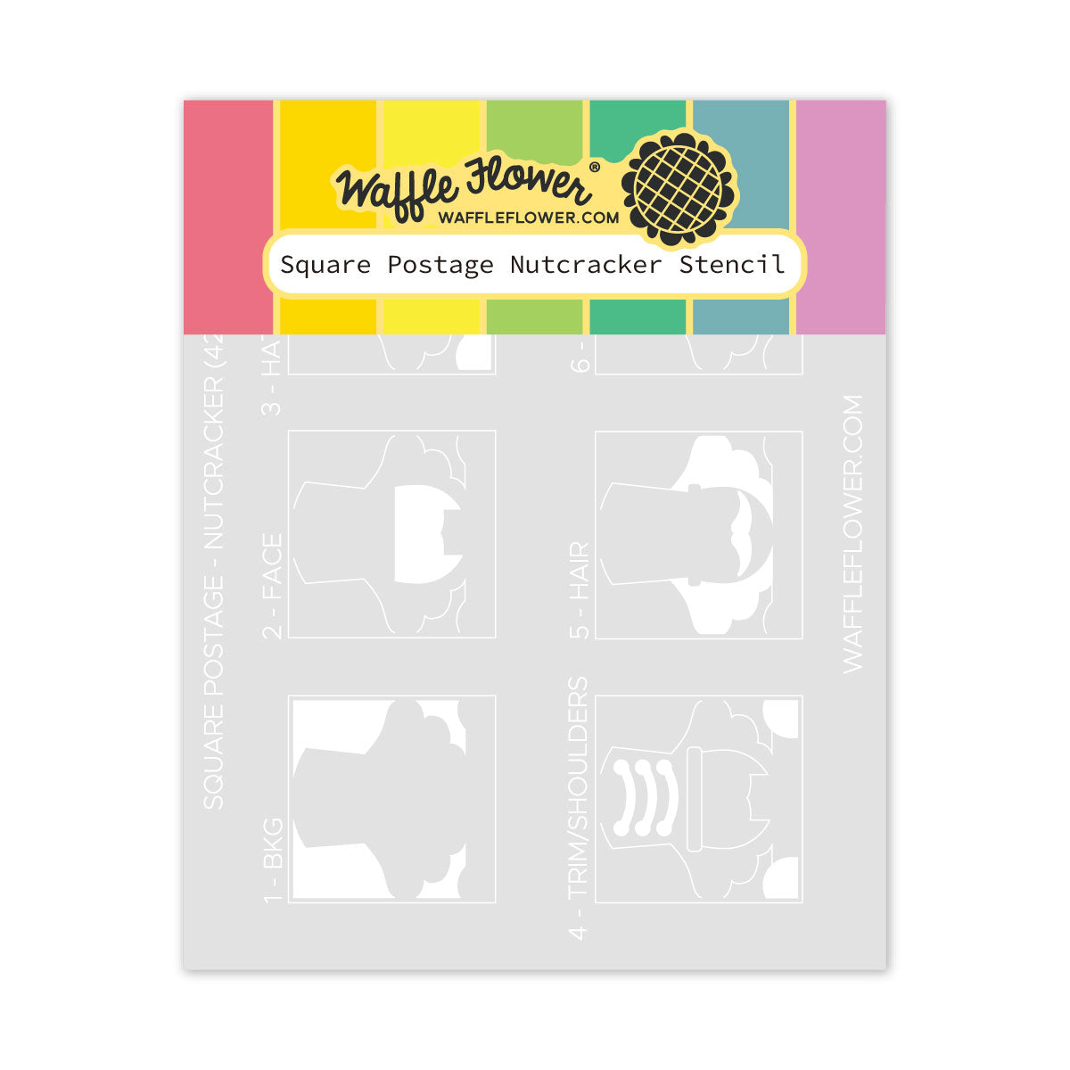 Waffle Flower Square Postage Nutcracker Stencil 422624