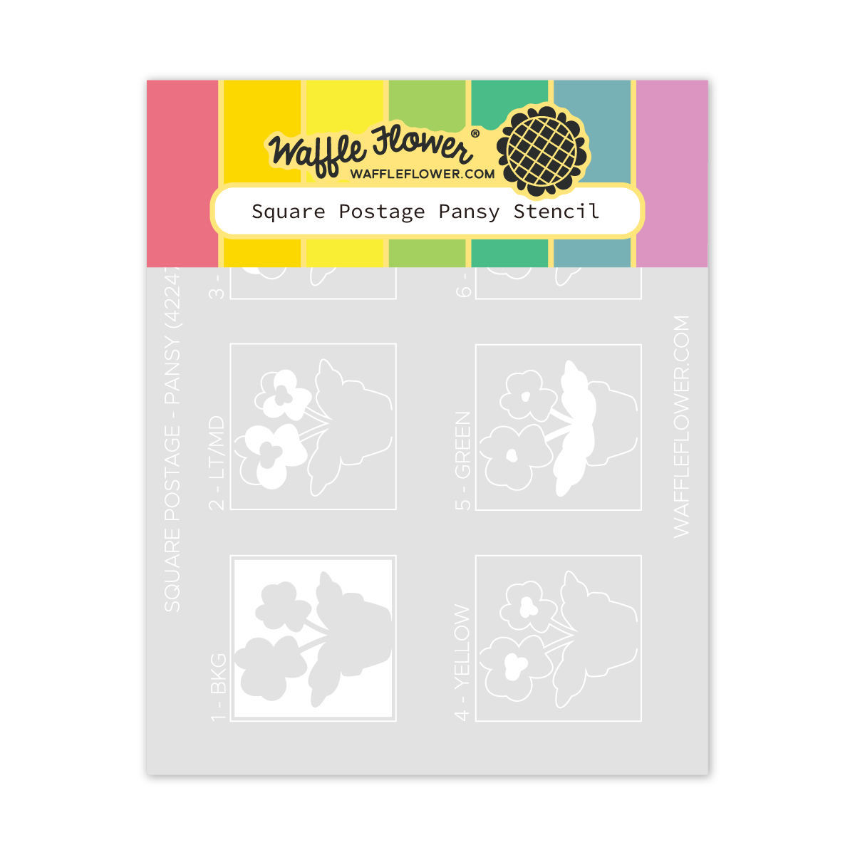 Waffle Flower Square Postage Pansy Stencil 422479