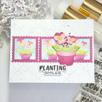 Waffle Flower Square Postage Pansy Stencil 422479 pink planters