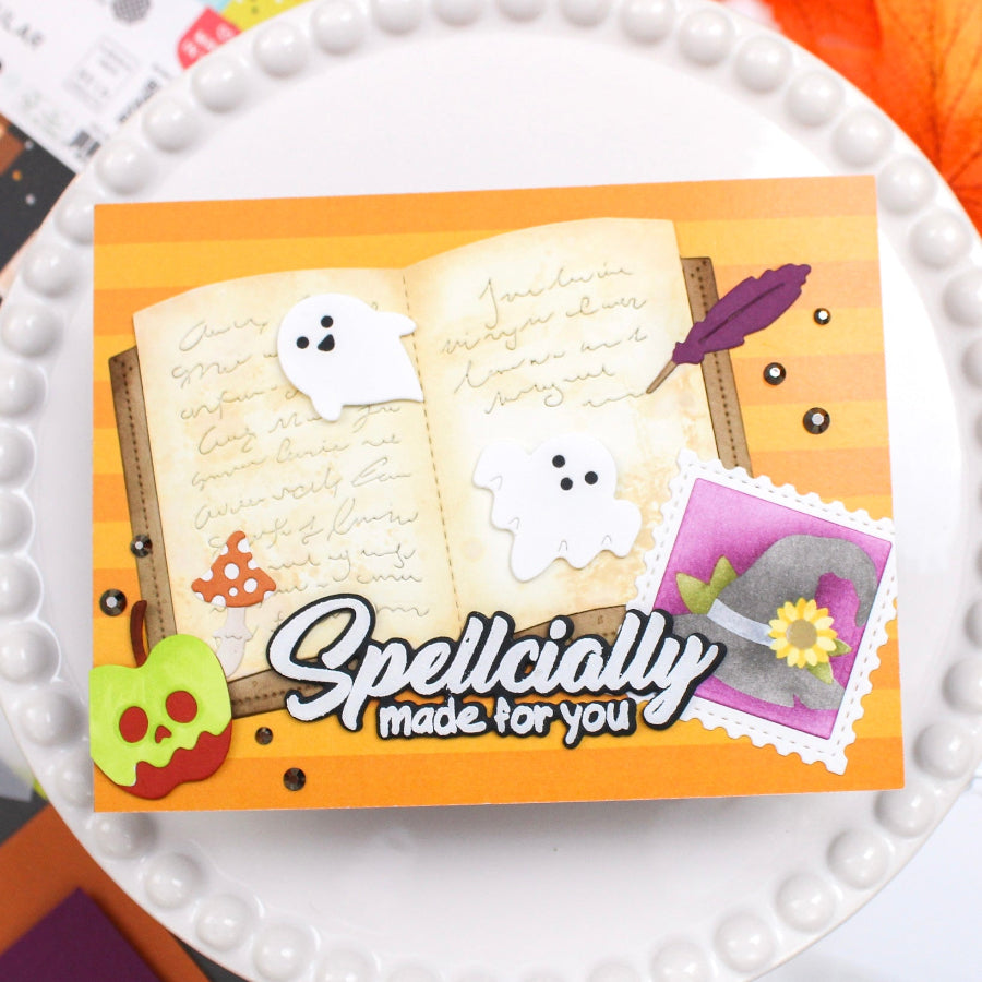 Waffle Flower Square Postage Spellcial Stencils 422629 ghost writing card