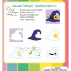 Waffle Flower Square Postage Spellcial Stencils 422629 layering guide