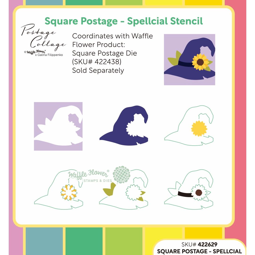 Waffle Flower Square Postage Spellcial Stencils 422629 layering guide