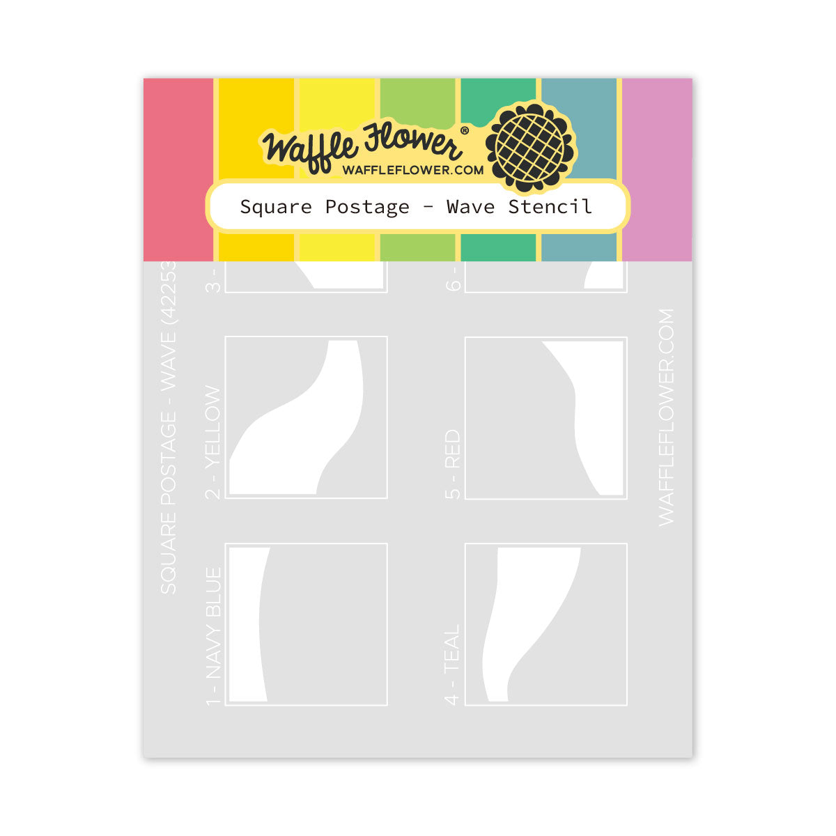 Waffle Flower Square Postage Wave Stencils 422533