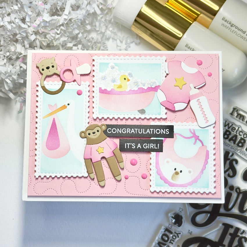 Waffle Flower Subsentiments Baby Diecuts scp285 it's a girl card