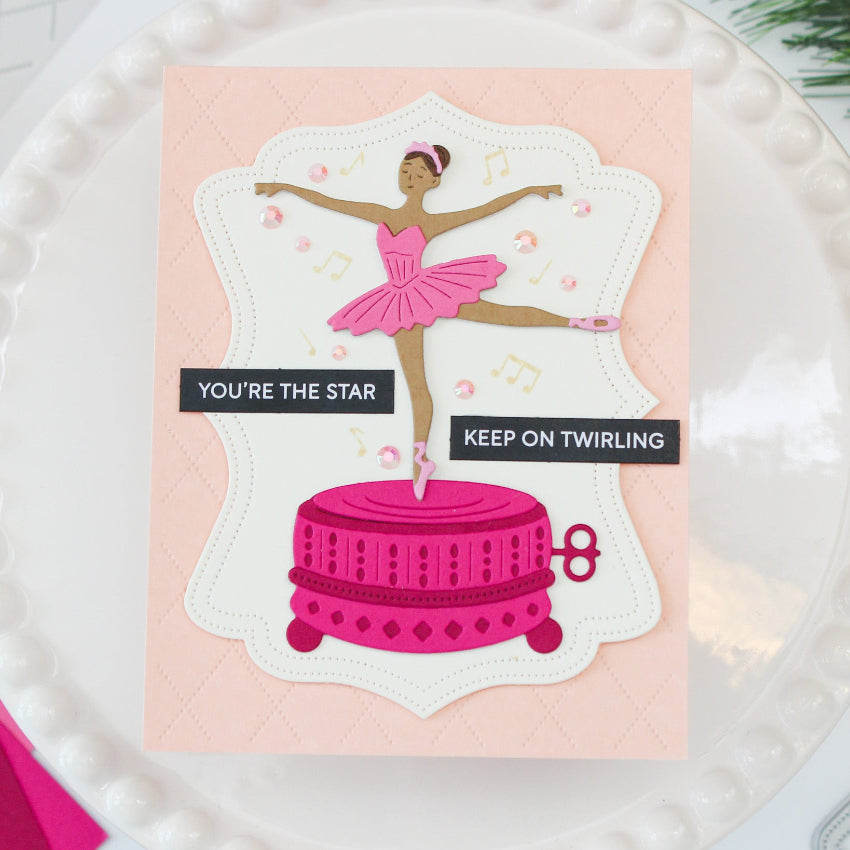 Waffle Flower Subsentiments Ballerina Diecuts scp290 pink music box card