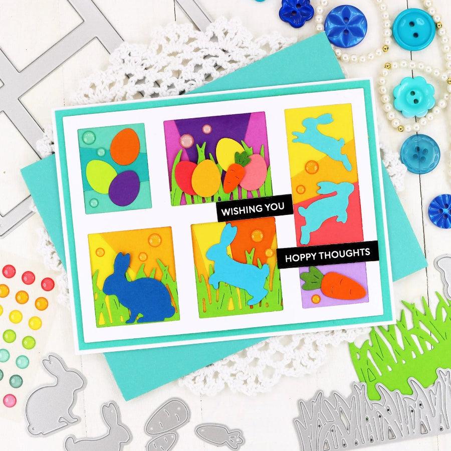 Waffle Flower Subsentiments Egg Hunt Diecuts scp278 colorful background