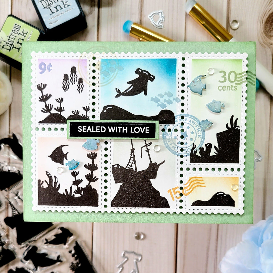 Waffle Flower Subsentiments Seal Diecuts scp282 postage stamps