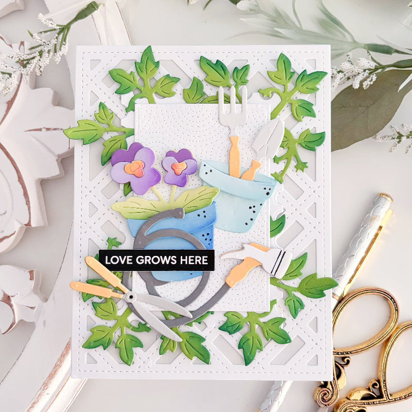 Waffle Flower Subsentiments Seeds Diecuts scp283 ivy background
