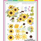 Waffle Flower Sunflower Bouquet Dies 422608 layering guide