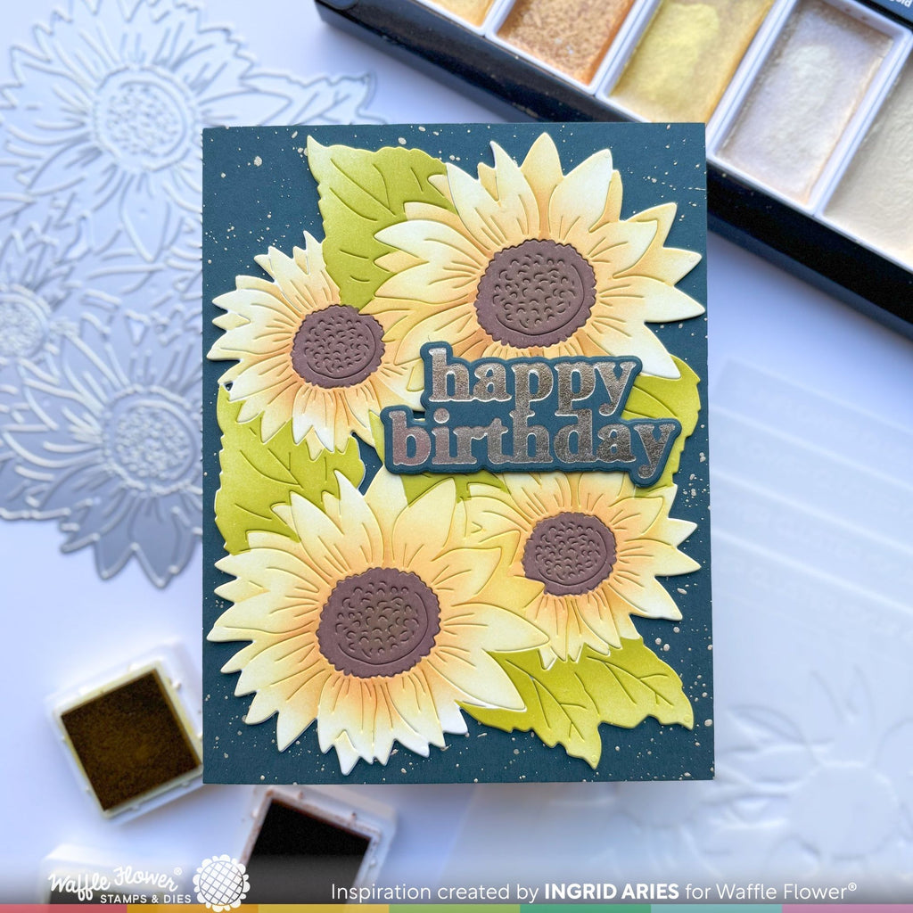 Waffle Flower Sunflower Cluster Die 421867 happy birthday