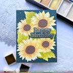 Waffle Flower Sunflower Cluster Die 421867 happy birthday
