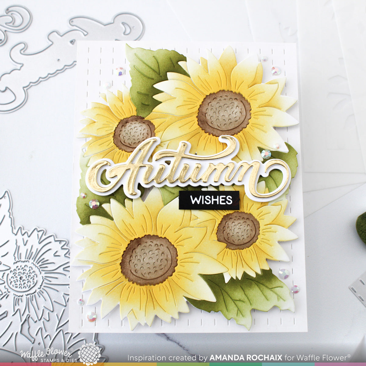 Waffle Flower Sunflower Cluster Die 421867 wishes