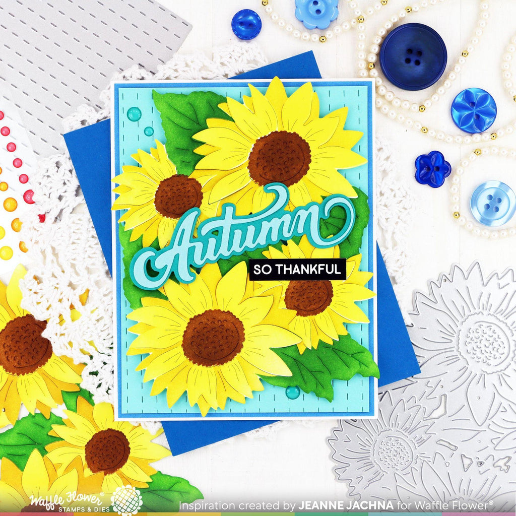 Waffle Flower Sunflower Cluster Die and Stencil Set autumn