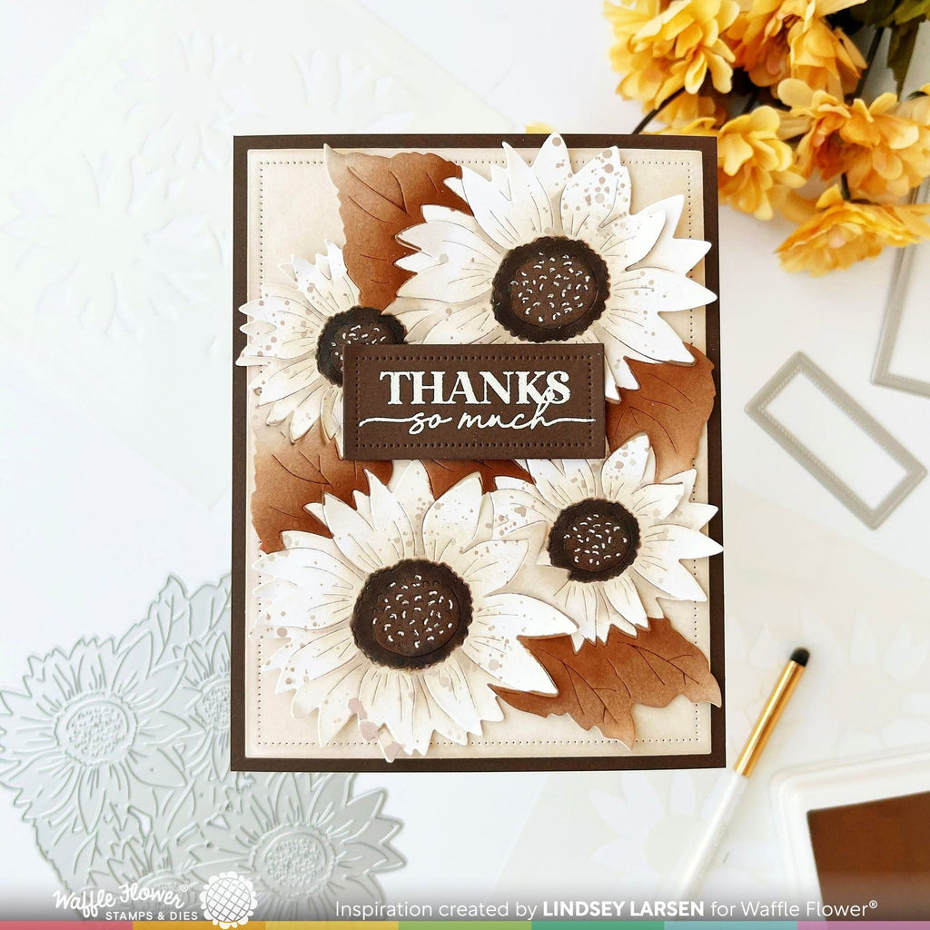 Waffle Flower Sunflower Cluster Die and Stencil Set sepia