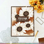 Waffle Flower Sunflower Cluster Die and Stencil Set sepia